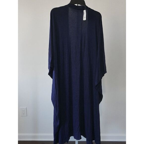 Simple By Suzanne Betro Navy Tie-Front Longline Kimono 1X - Picture 3 of 7
